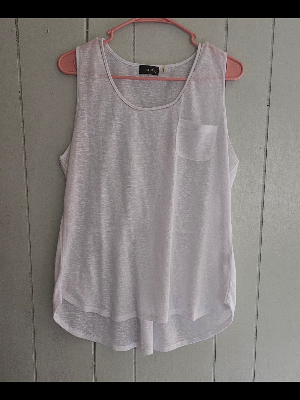 Crosby White Sleeveless Pocket Tank Top